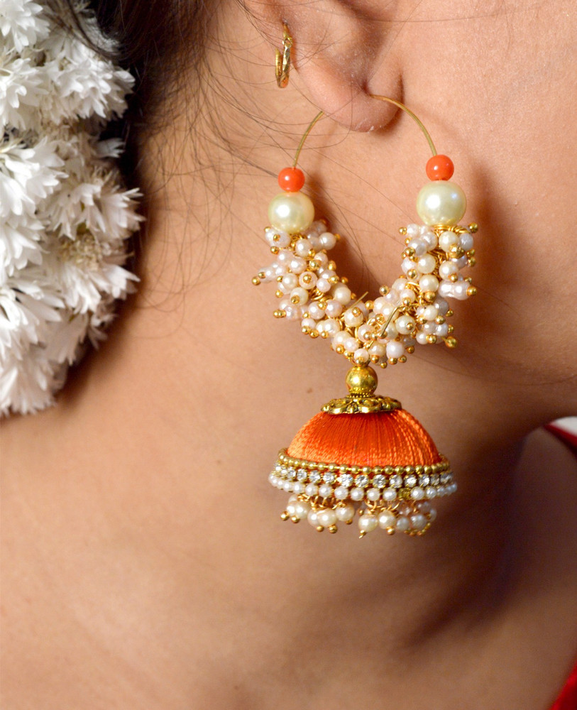 Silk thread earrings jhumkas hotsell