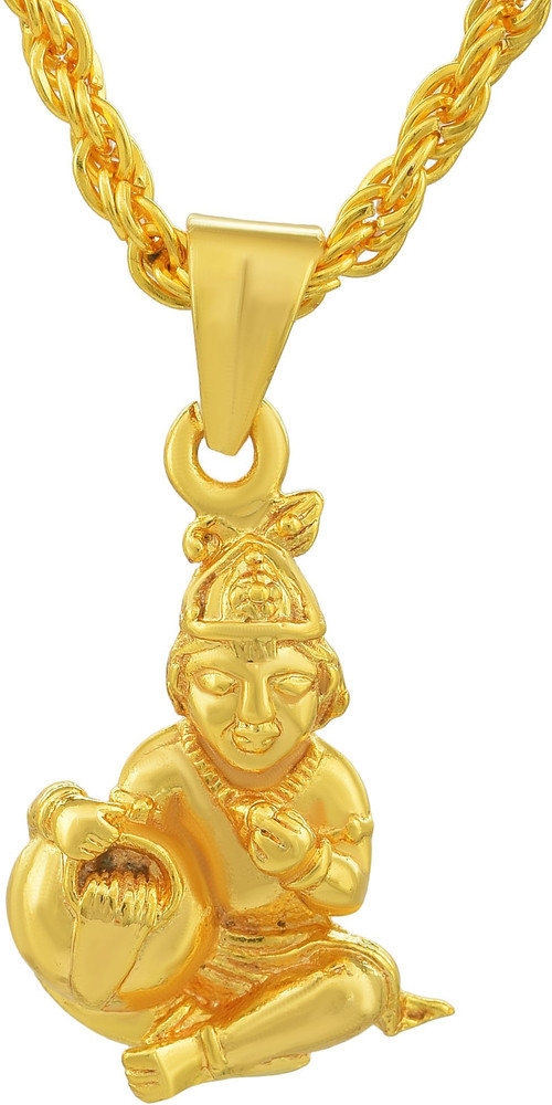 DULCI Gold Plated Brass Small and Cute Lord Krishna Makhan Chor Laddu Gopal Child Krishna Religious Pendant Locket Necklace for Men and Women Gold plated Brass Pendant Price in India Buy DULCI