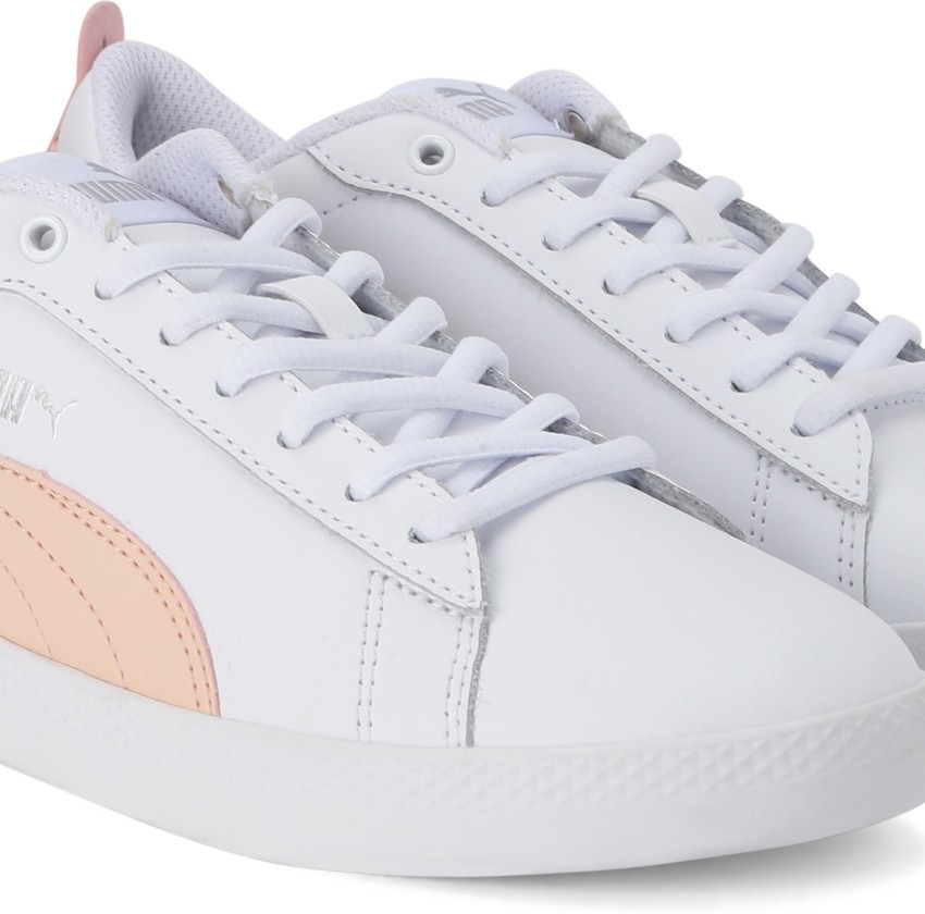  Puma Women's Smash WNS Perf Metallic Sneaker, White-Silver,  9.5 M US