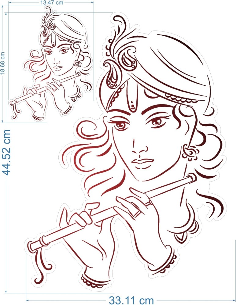 Lord Krishna Sketch with Flute for Invite Stock Vector  Illustration of  deepawali india 92058122