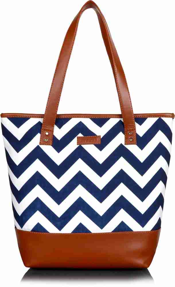 Buy Lychee Bags Blue & White Printed Tote Bag - Handbags for Women