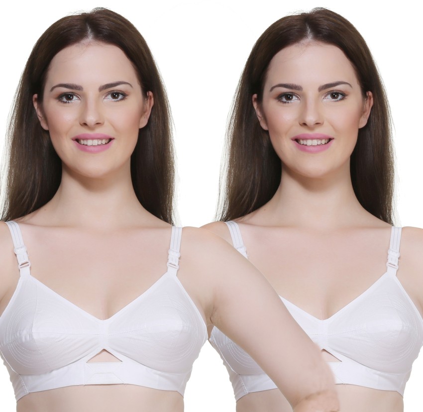 Buy Zivosis Women White Cotton Blend Full Coverage Non Padded Bra