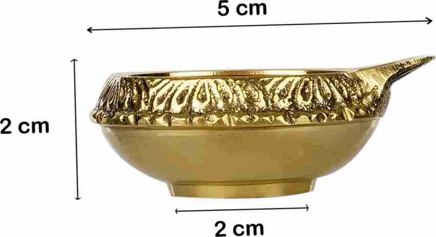 SLN Retail Brass Small Diya Oil Lamp for Pooja, Home Decor (2.5 cm