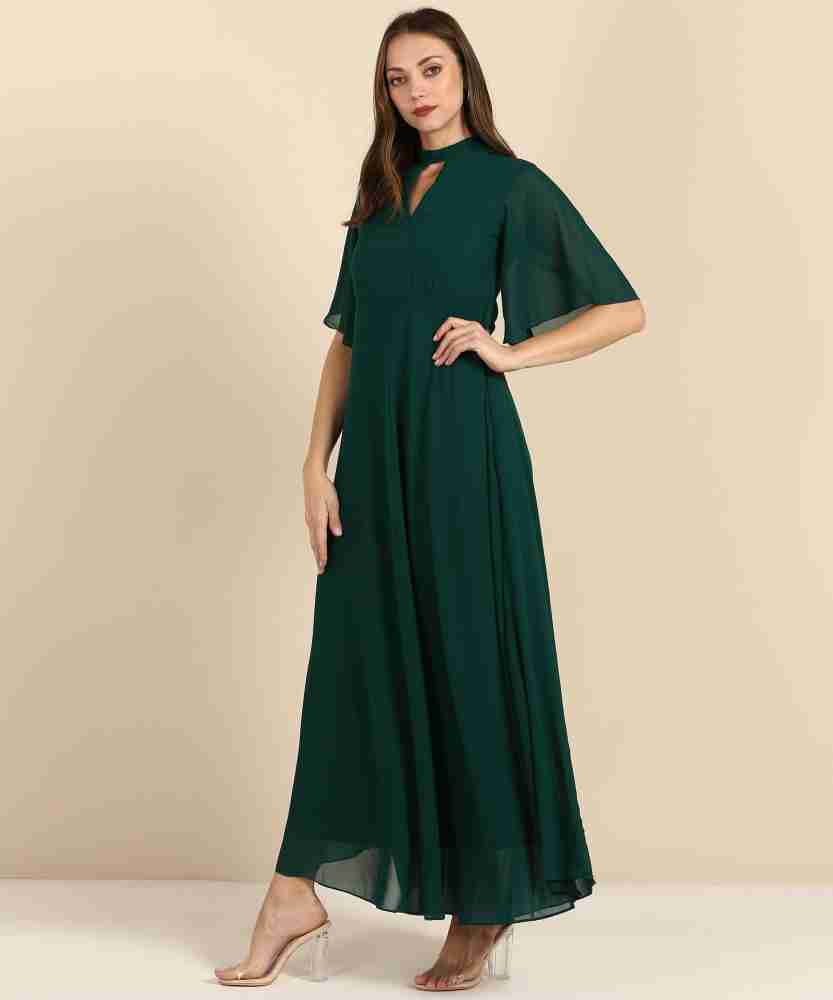 Shein Women Maxi Dark Green Dress - Buy Shein Women Maxi Dark Green Dress  Online at Best Prices in India