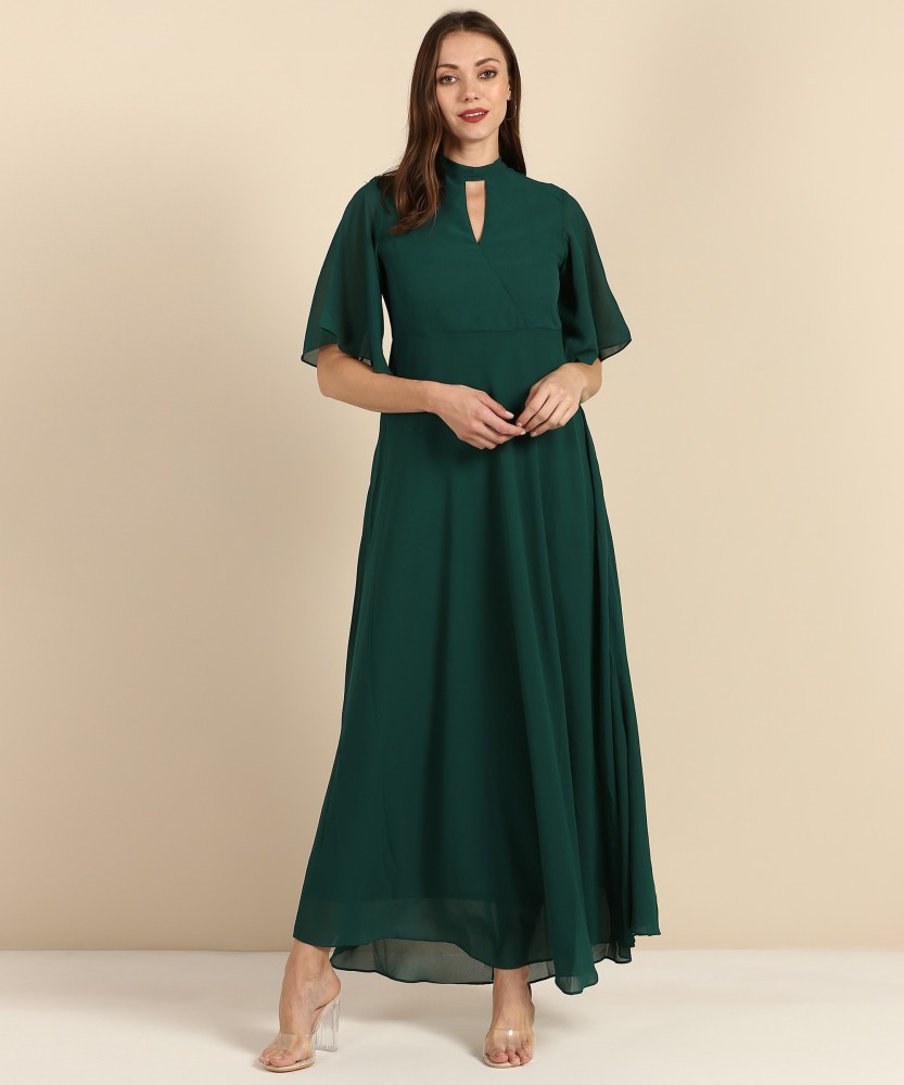 AND Women Maxi Dark Green Dress - Buy AND Women Maxi Dark Green Dress  Online at Best Prices in India | Flipkart.com