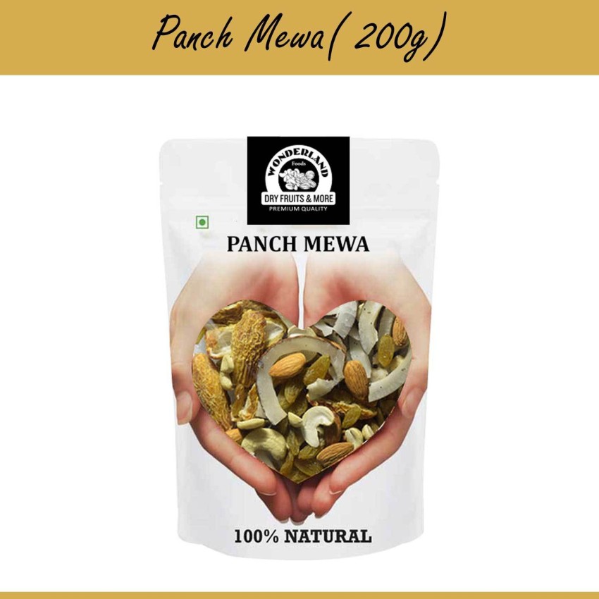 Wonderland Foods - Mix Dry Fruits (Panchmewa) 400g (200g X 2) Pouch, ALmonds, Cashews, Green Raisins, Black Raisins, Dry Dates, Healthy &  Nutritious