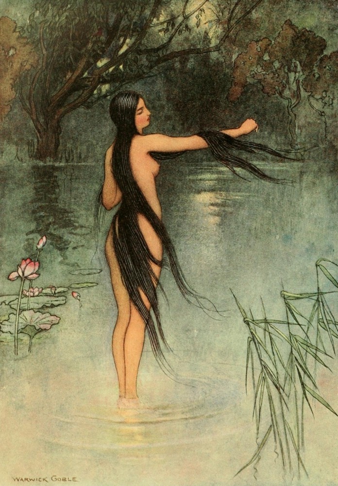 Folk Tales of Bengal 1912 She got out of the water Canvas Art - Warwick  Goble (18 x 24) Canvas Art - Art & Paintings posters in India - Buy art,  film