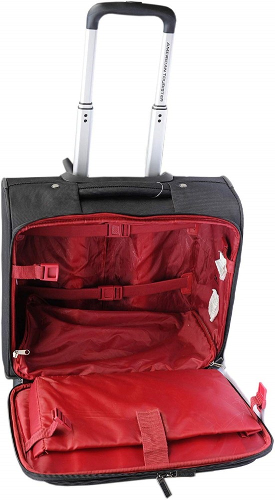 American tourister polyester black laptop roller case suitcase best sale