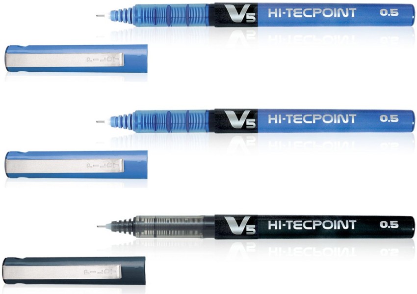 Pilot V5 Cartridge System Liquid Ink Rollerball 0.5 mm tip Single Pen with  3 Free Refills - Blue