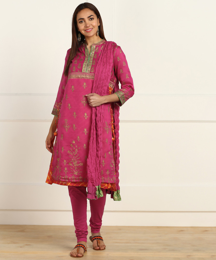BIBA Printed Kurta Churidar Dupatta Set Buy BIBA Printed
