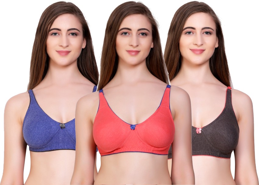Buy JZMEE Women, Girls PAKHI Multicolored Pack of 3 Bra, Cotton Blend Bras  in b-Cup Size, Perfectly Comfotable as per The Size, A Rare and Stylish  Look, Easy to wear for Women
