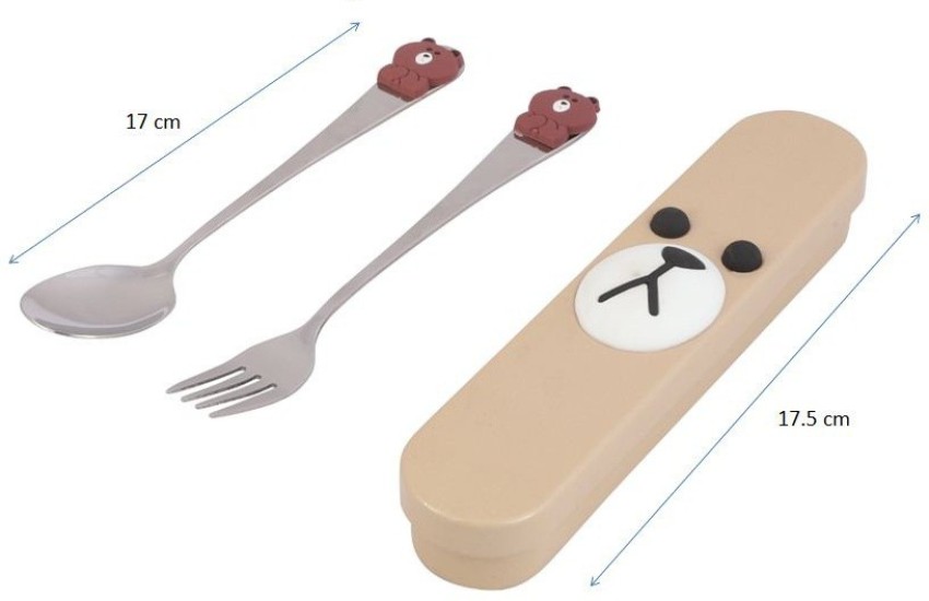 CherryBox Stylish cutlery Set (Spoon & Fork Set) Stainless Steel with Carry  Case for Kids With Character (Teddy) Stainless Steel Cutlery Set Price in  India - Buy CherryBox Stylish cutlery Set (Spoon