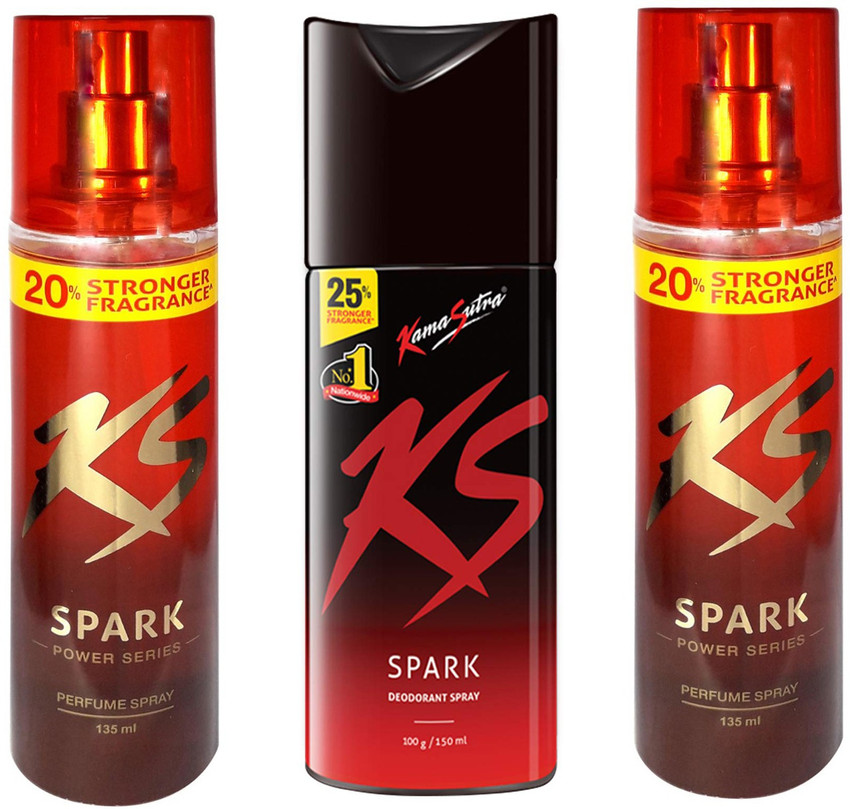 Kamasutra 2 KS Spark Perfume Spray 135ml with 1 ks SPARK DEODORANT 150 ML Body Spray For Men Women