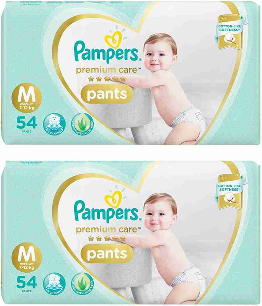Pampers PREMIUM CARE BABY PANTS SIZE MEDIUM 54 PCS. PACK COMBO