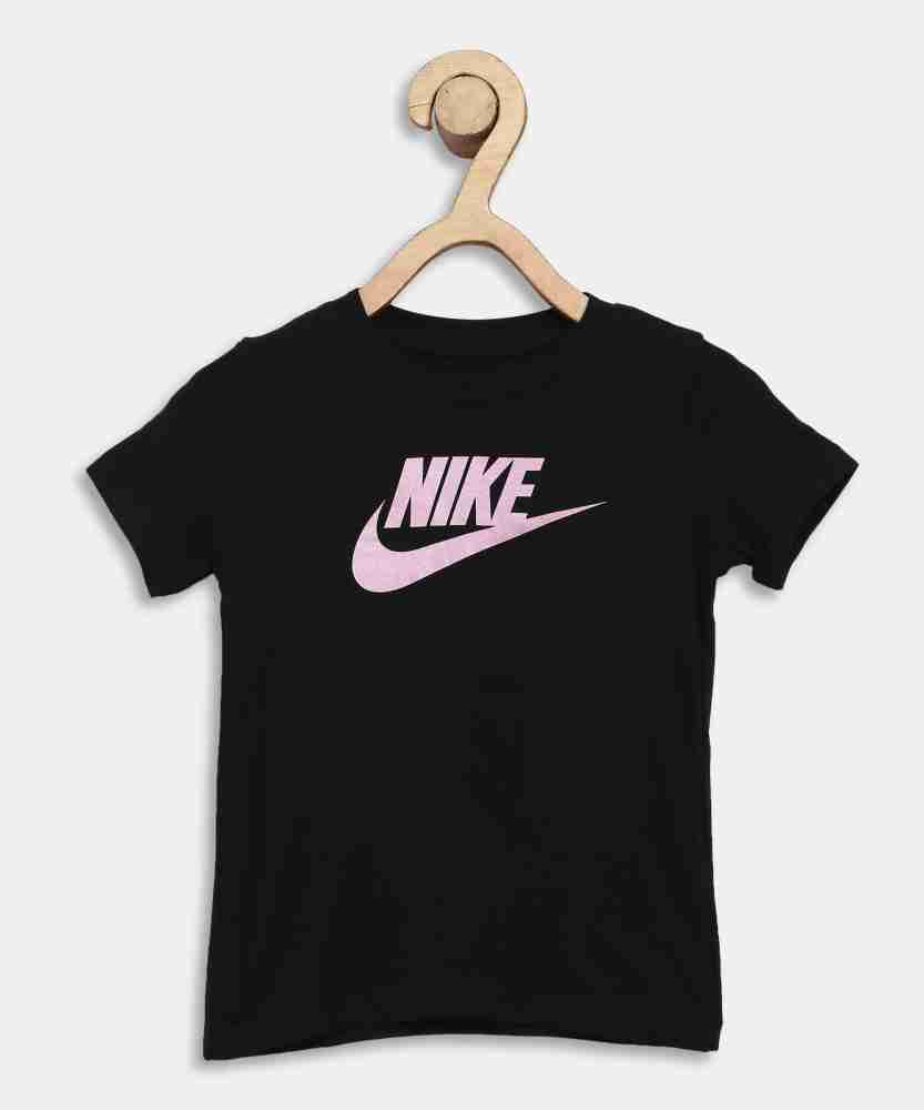 Flipkart NIKE Girls Solid Pure Cotton Regular T Shirt Round Neck