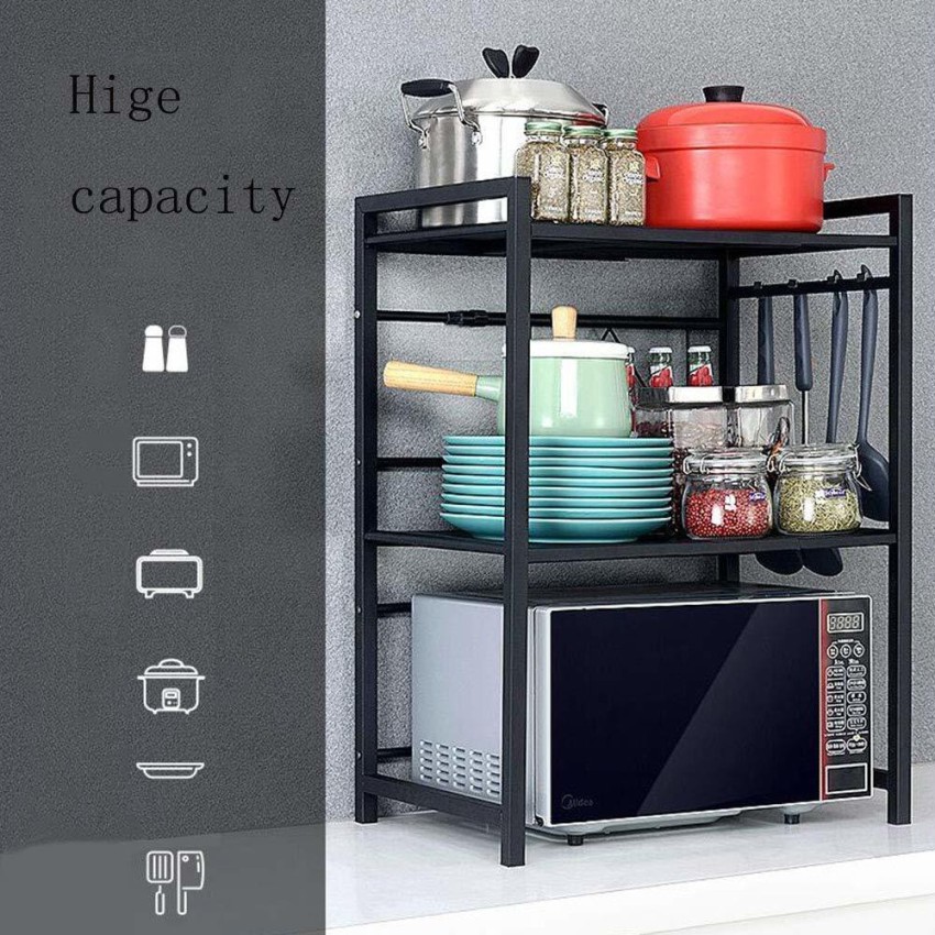 IMPULSE Microwave Storage Stand/Oven Stand/Kitchen Storage Shelf/Rack  (Black) Iron Wall Shelf Price in India - Buy IMPULSE Microwave Storage Stand /Oven Stand/Kitchen Storage Shelf/Rack (Black) Iron Wall Shelf online at