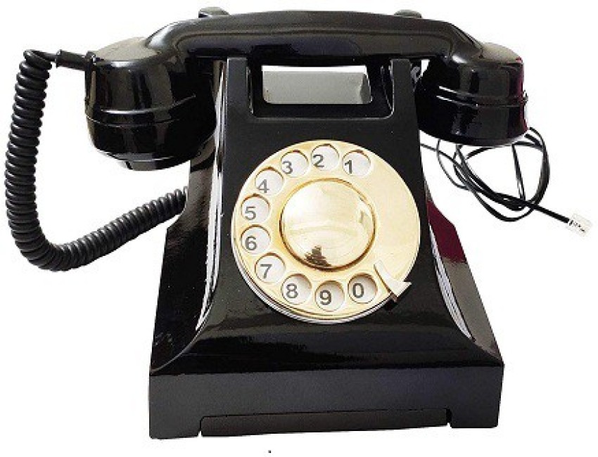 Antique Golden Corded Telephone Retro Vintage Rotary Dial Desk Telephone  Phone with Redial, Hands-free, Home Office Decoration