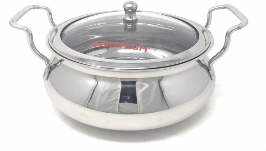 Stainless Steel Curry Biryani Pot Indian Serving Tope Patila Bhagona with  Lid