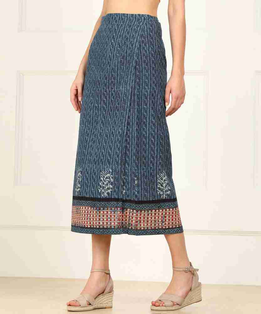 Fabindia Printed Women Wrap Around Blue Skirt - Buy Fabindia Printed Women Wrap  Around Blue Skirt Online at Best Prices in India | Flipkart.com