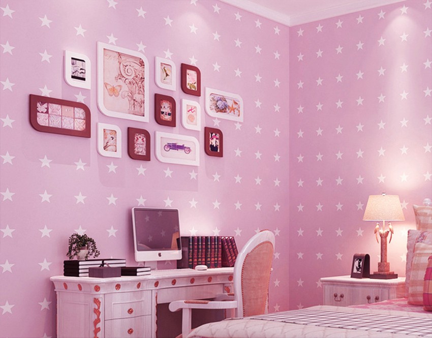 Kids Wallpaper castle princess pink white 005462