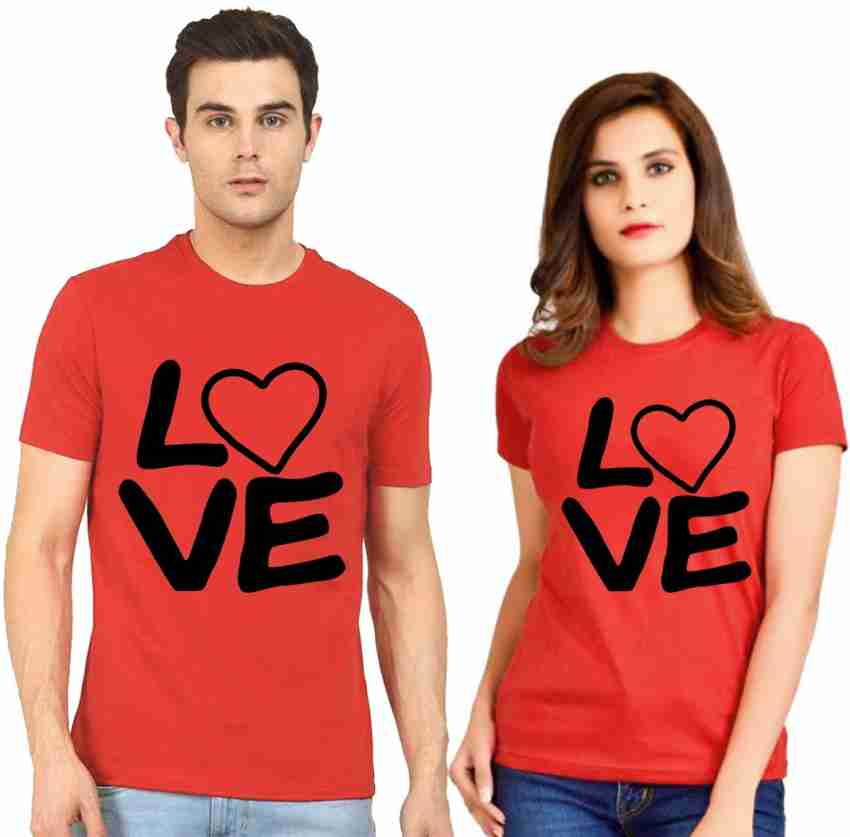 couple t shirt red colour