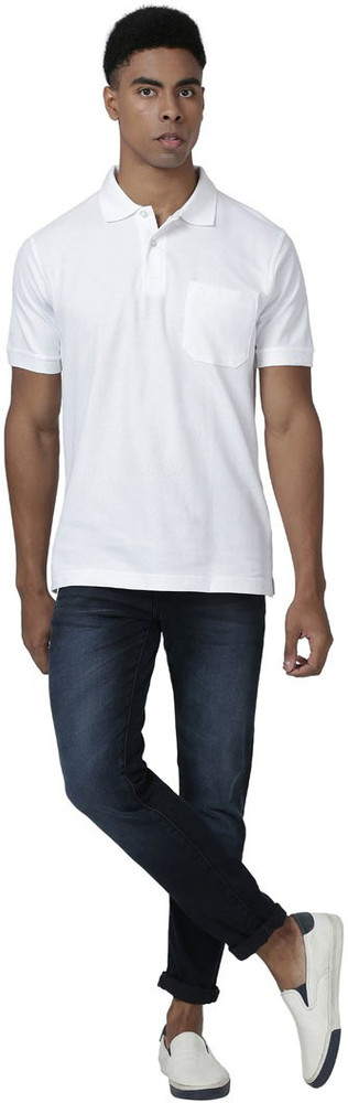 DIXCY SCOTT UNO Solid Men Polo Neck White T Shirt Buy DIXCY