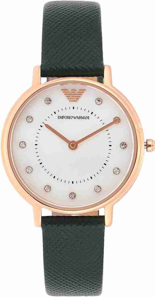 Armani ladies watch black leather strap hotsell