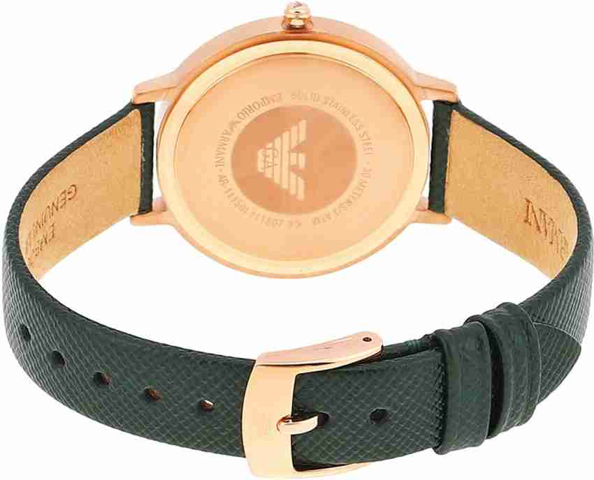 Armani ladies watch black leather strap deals