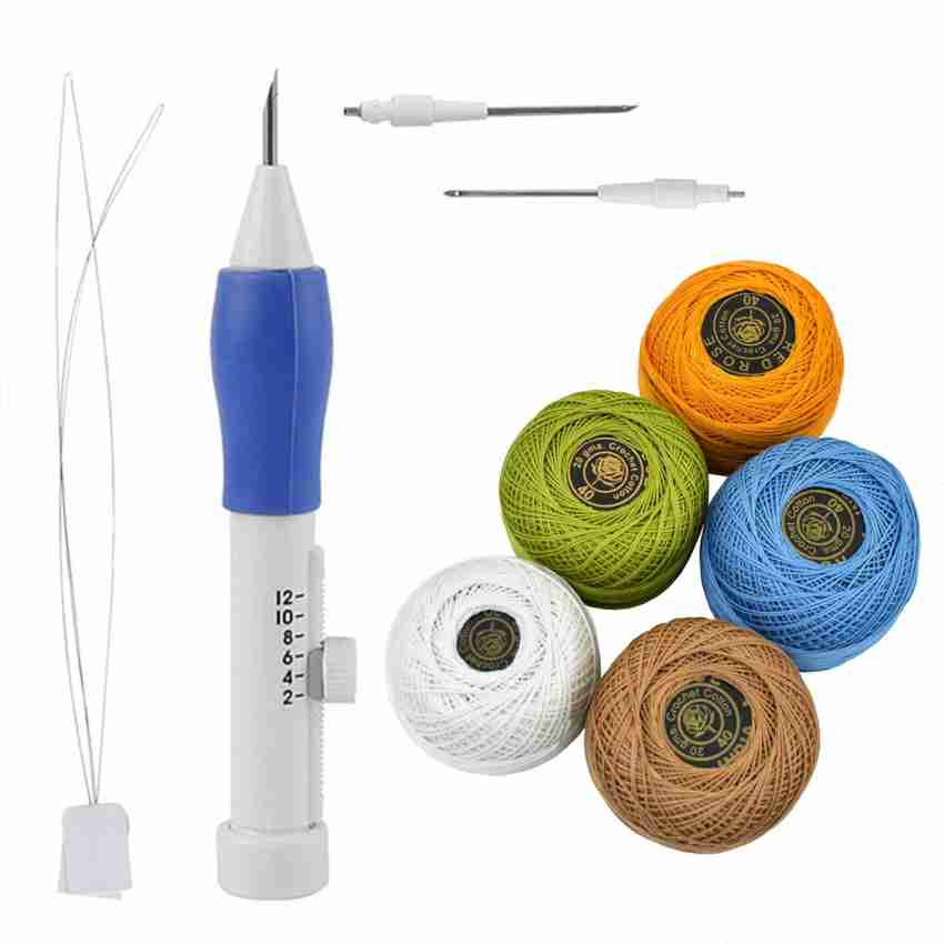 Embroiderymaterial Punch Needle Tool with Crochet Thread Combo for