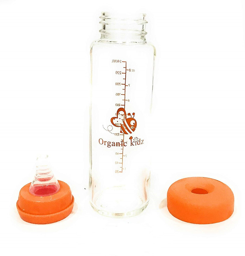 Organic Kidz baby Glass Feeding Bottle for Newborn Baby Glass