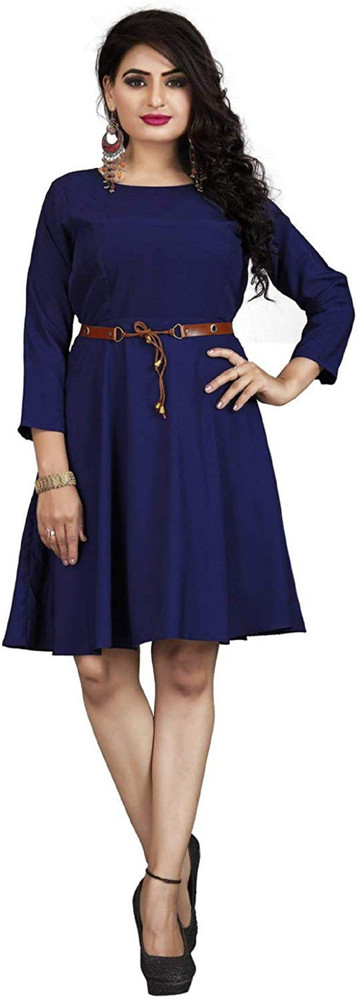 GOA FASHION Women Fit and Flare Blue Dress Buy GOA FASHION Women