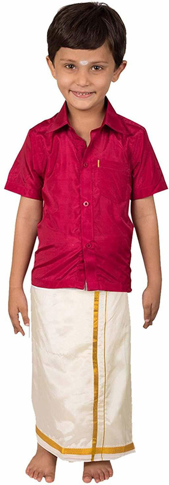 Happy Baby Boys Festive Party Dhoti Shawl and Shirt Set Price