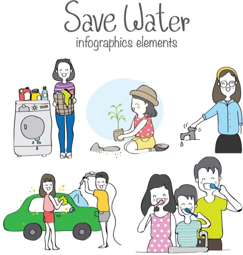 people saving water clipart