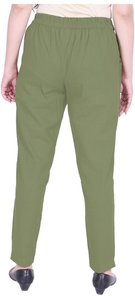 Buy Neelo Kurti Regular Fit Cotton Trouser Pants for  Women(Green-Beige003-S) at