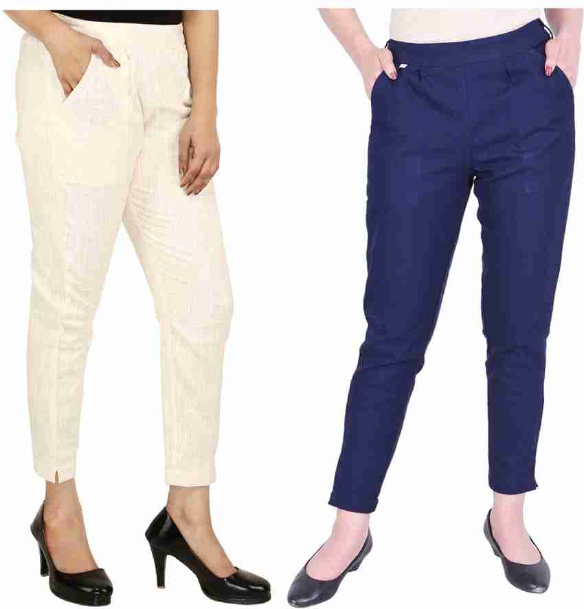 Neelo Kurti Regular Fit Cotton Trouser Pants for Women(Combo-2)