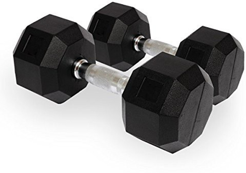 DreamFit Pair of 10 KG Rubber Coated HEX Dumbells total 20 kg 10 x 2 Fixed Weight Dumbbell