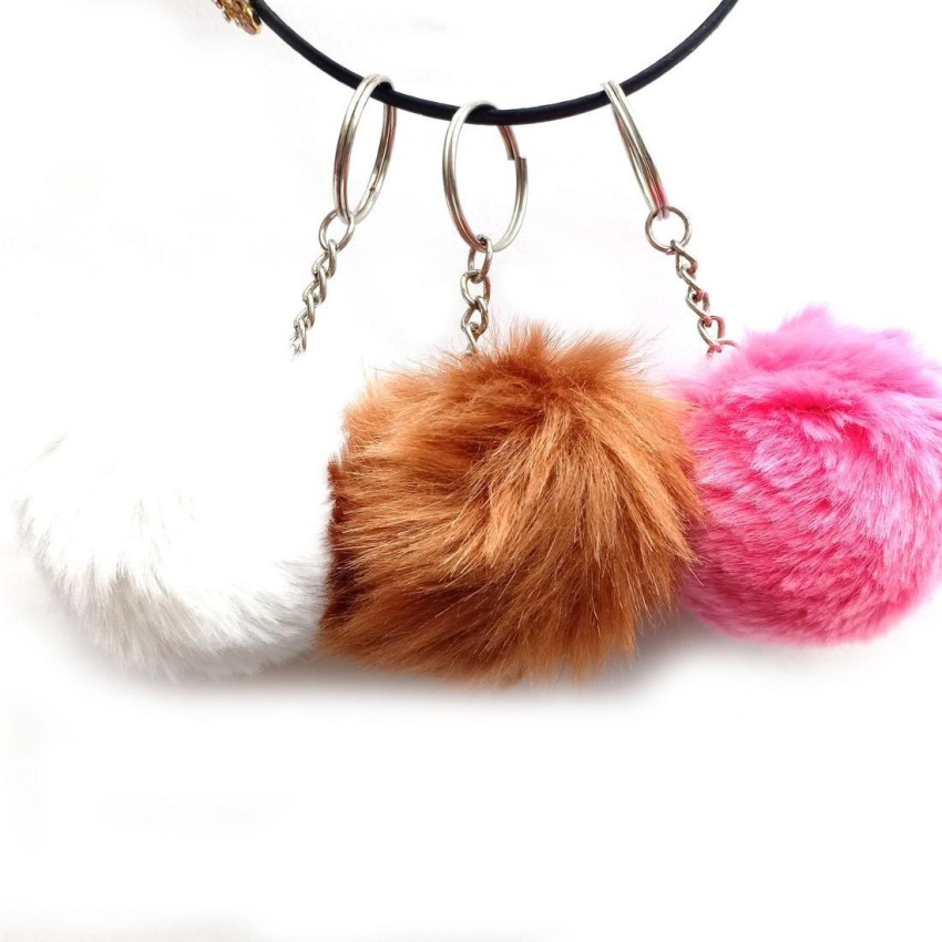 Pom pom Cat Fluffy Faux Fur Keychain