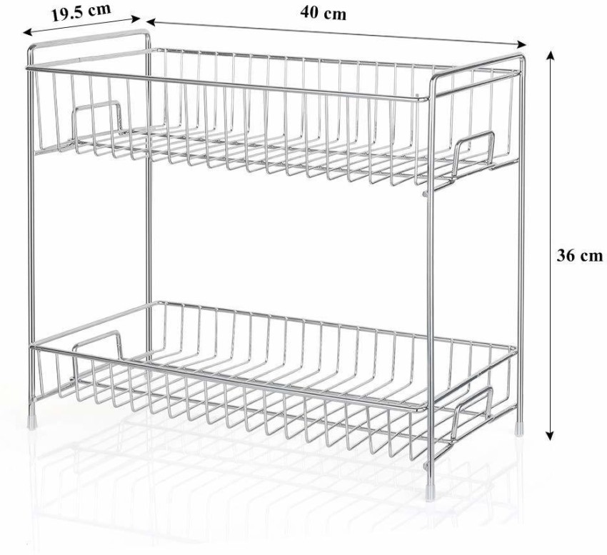  Plantex Stainless Steel Multipurpose 2-Tier Kitchen Corner Rack/Storage  Shelf/Dish Rack/Storage Rack for Kitchen (Chrome Finish) : Home & Kitchen