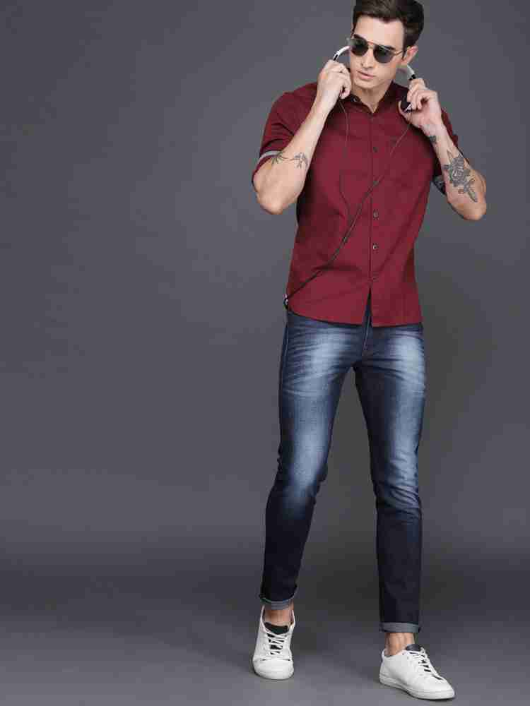 Maroon shirt best sale matching jeans