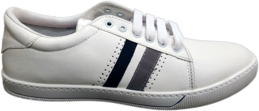 White sneakers clearance with black stripes