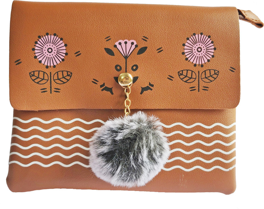 CAPLEOSTORE Brown Sling Bag POM POM SLING BAG TAN Price in India