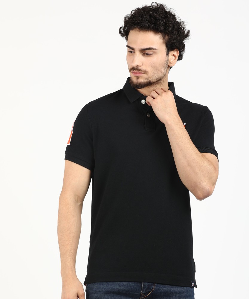 Superdry Solid Men Polo Neck Black T-Shirt - Buy Superdry Solid Men Polo  Neck Black T-Shirt Online at Best Prices in India