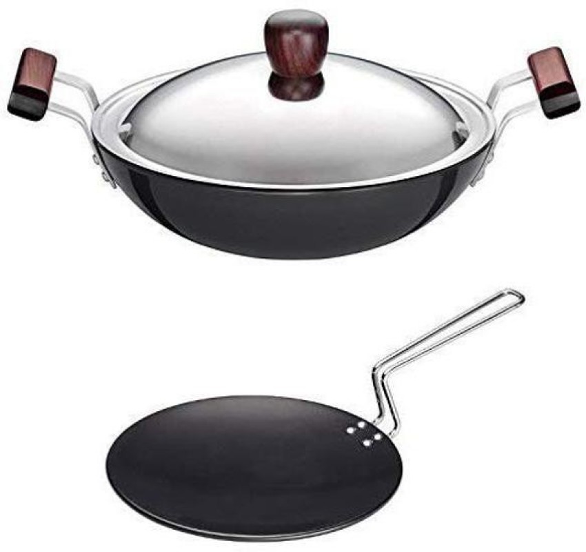 Buy Hawkins Futura Hard Anodised Aluminium Flat Tawa - Induction Base, 26  cm, 4.88 mm, Stainless Steel Handle, IAFT26 Online at Best Price of Rs 1300  - bigbasket