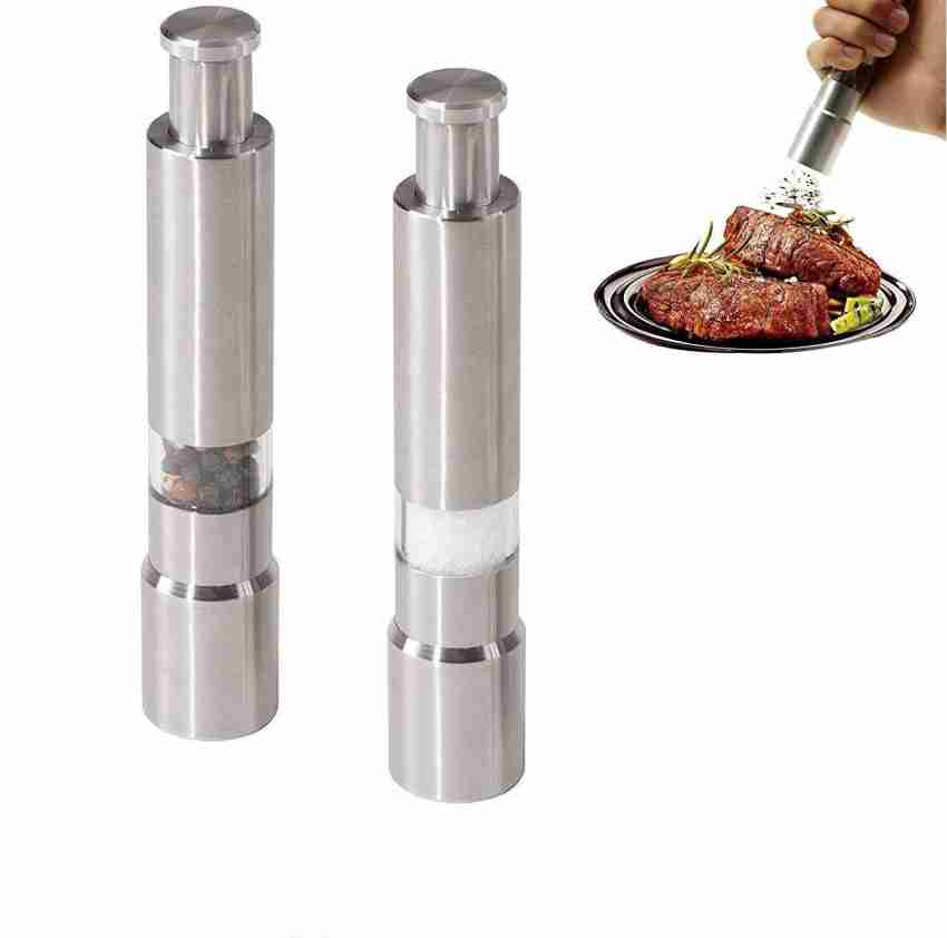 [2 Pieces] Premium Stainless Steel Salt Grinder and Pepper Mill Set for  Pepper Sea Salt Himalayan Salt and Spices with Thumb Button for One Hand