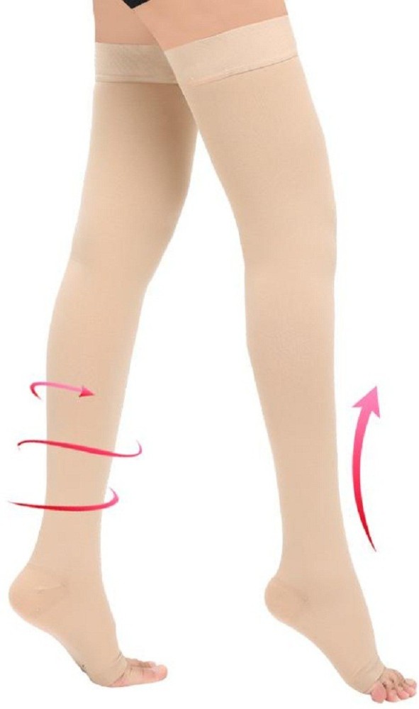 Dyna Medical Compression Stockings for Varicose Vein ! With Graduated  Compression (Below Knee-XX-Large, Type: Beige-Class 2) 