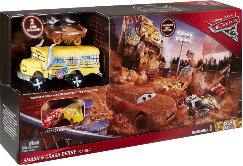 Cars 3 smash and hot sale crash derby playset inc vehicle