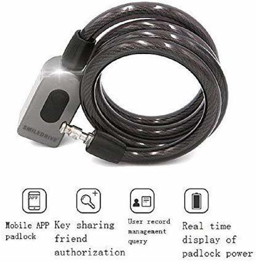 Smiledrive Smart Keyless Bike Lock Bluetooth Cable Locks for Bicycles Waterproof with location tracking access sharing via iOS Android App Smart Keyless Bike Lock Bluetooth Cable Locks for Bicycles Wa...