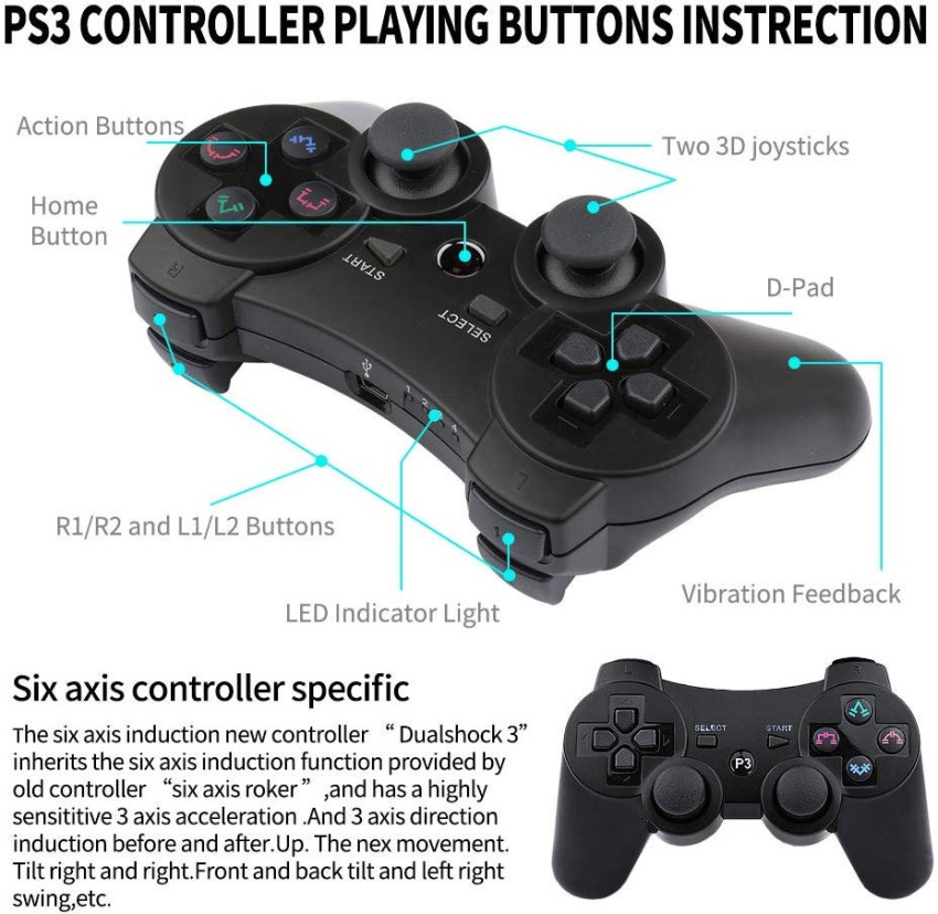 Controller Bluetooth PlayStation 3 PS3 Wireless Gamepad Joystick