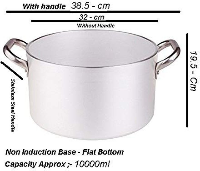 Aluminium Cooking Pot with Lid Patila/Bhagona/Tapeli Tope Indian Flat  Bottom Pot