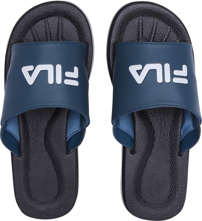 Mens navy blue online slides